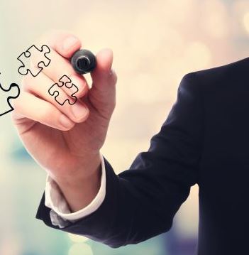 Person solving a puzzle.